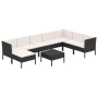 Set Divani da Giardino 9 pz con Cuscini in Polyrattan Nero