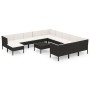 Set Divani da Giardino 13 pz con Cuscini in Polyrattan Nero