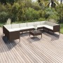 Set Divani da Giardino 11 pz con Cuscini in Polyrattan Marrone