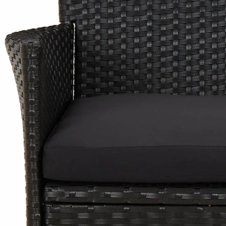 Set Bistrò da Giardino 5 pz con Cuscini in Polyrattan Nero