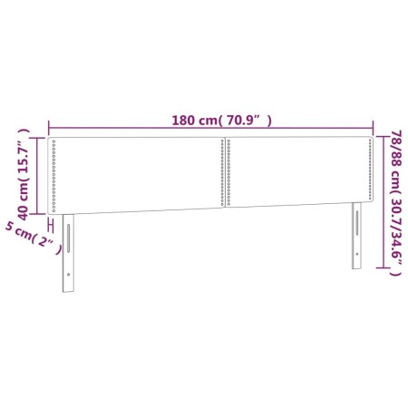 Testiera Crema a LED 180x5x78/88 cm in Similpelle