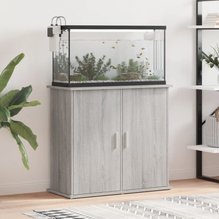 Supporto Acquario 81x36x73cm in Legno Multistrato Grigio Sonoma