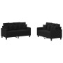 Set di Divani 2 pz con Cuscini Nero in Tessuto