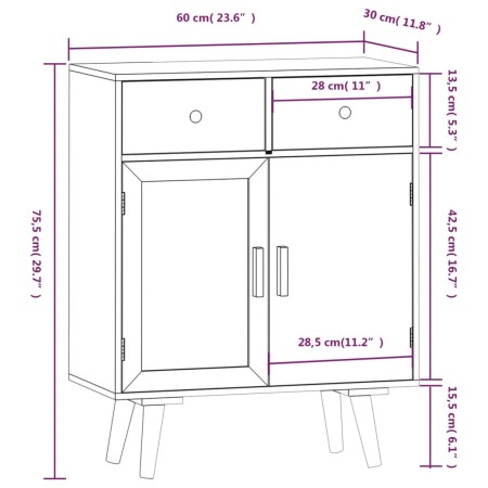 Credenza con Cassetti 60x30x75,5 cm in Legno Multistrato