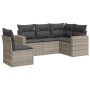 Set Divano da Giardino 5pz con Cuscini Grigio Chiaro Polyrattan