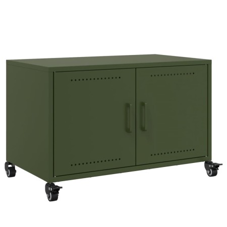 Mobile TV Verde Oliva 68x39x43,5cm in Acciaio Laminato a Freddo