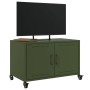 Mobile TV Verde Oliva 68x39x43,5cm in Acciaio Laminato a Freddo