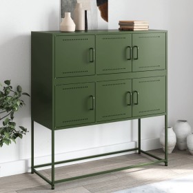 Credenza Verde Oliva 100,5x39x107 cm Acciaio Laminato a Freddo