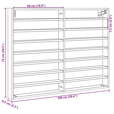 Armadietto Vetrina Rovere Fumo 100x8,5x75 cm Legno Multistrato