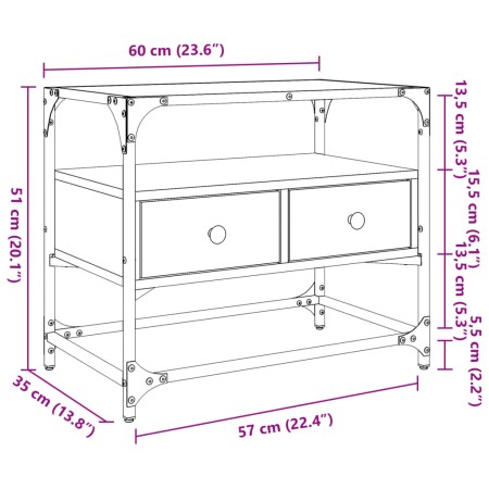 Mobile TV Piano Vetro Rovere Sonoma 60x35x51 Legno Multistrato