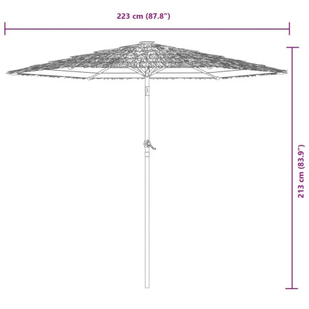 Ombrellone Giardino con Palo in Acciaio Verde 223x223x213 cm