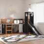 Letto a Castello con Scivolo e Tende Bianco e Nero 80x200 cm