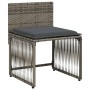 Set da Pranzo da Giardino 7 pz con Cuscini in Polyrattan Grigio