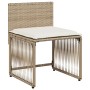 Set da Pranzo da Giardino 7 pz con Cuscini Beige in Polyrattan