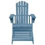 Sedia Adirondack con Ottomana Blu in Legno Massello di Abete