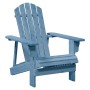 Sedia Adirondack con Ottomana Blu in Legno Massello di Abete