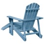 Sedia Adirondack con Ottomana Blu in Legno Massello di Abete