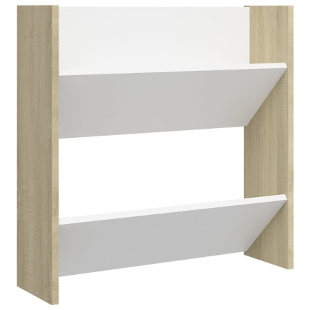 Scarpiere Muro 4pz Bianco e Sonoma 60x18x60cm Legno Multistrato