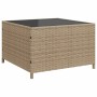 Divano da Giardino con Tavolo e Cuscini a L Beige in Polyrattan