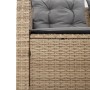 Divano da Giardino con Tavolo e Cuscini a L Beige in Polyrattan