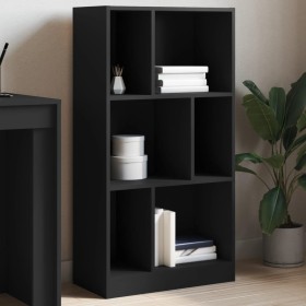 Libreria Nera 57x28,5x107,5 cm in Legno Multistrato