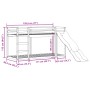 Letto a Castello Scivolo e Scala 75x190 cm Legno Massello Pino