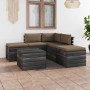 Set Divani da Giardino su Pallet 6 pz con Cuscini Massello Pino