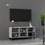 Mobile TV con Gambe in Metallo Grigio Cemento 103,5x30x50 cm