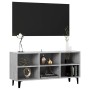 Mobile TV con Gambe in Metallo Grigio Cemento 103,5x30x50 cm