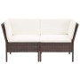 Set Divani da Giardino 6 pz con Cuscini in Polyrattan Marrone