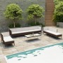 Set Divani da Giardino 10 pz con Cuscini in Polyrattan Marrone