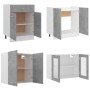 Set Armadi da Cucina 4 pz Grigio Cemento in Truciolato