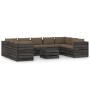 Set Salotto Giardino con Cuscini 10 pz Legno Impregnato Grigio