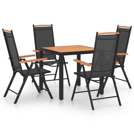 Set da Pranzo da Giardino 5 pz in Alluminio Nero