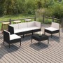 Set Divani da Giardino 6 pz con Cuscini in Polyrattan Nero