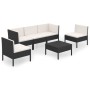 Set Divani da Giardino 6 pz con Cuscini in Polyrattan Nero