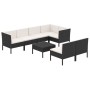 Set Divani da Giardino 8 pz con Cuscini in Polyrattan Nero