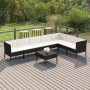 Set Divani da Giardino 8 pz con Cuscini in Polyrattan Nero