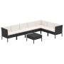 Set Divani da Giardino 8 pz con Cuscini in Polyrattan Nero