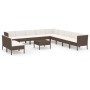 Set Divani da Giardino 12 pz con Cuscini in Polyrattan Marrone