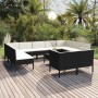 Set Divani da Giardino 12 pz con Cuscini in Polyrattan Nero