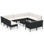 Set Divani da Giardino 12 pz con Cuscini in Polyrattan Nero