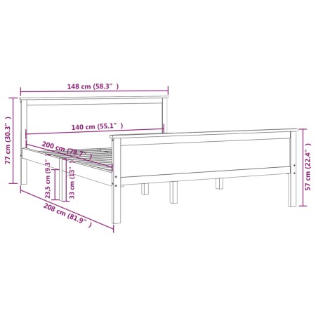 Giroletto Marrone Miele in Legno Massello di Pino 140x200 cm