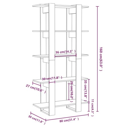 Libreria/Divisorio Grigio Sonoma 80x30x160 cm in Truciolato