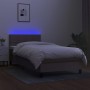 Letto a Molle con Materasso e LED Tortora 90x200 cm in Tessuto