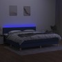 Letto a Molle Materasso e LED Blu 200x200cm in Tessuto