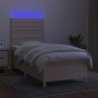 Letto a Molle con Materasso e LED Crema 90x200 cm in Tessuto