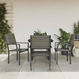 Set da Pranzo da Giardino 5 pz Nero in Acciaio e Textilene