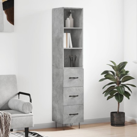 Credenza Grigio Cemento 34,5x34x180 cm in Legno Multistrato