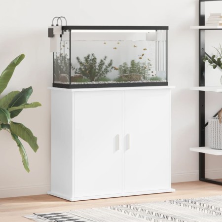 Supporto Acquario 81x36x73cm in Legno Multistrato Bianco Lucido